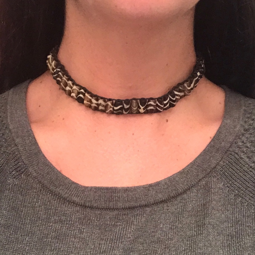 Adjustable Choker with Wood Beads